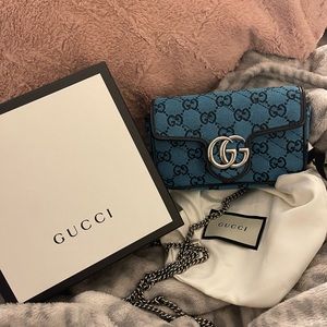 Gucci Bag Mini Blue GG Marmont Shoulder Bag